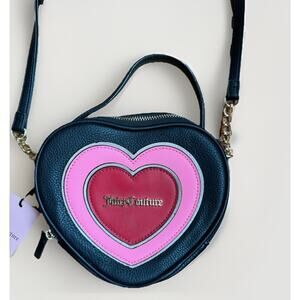 Juicy Couture Love Never Dies Heart Shaped Mini Tote Crossbody Bag NWT Licorice